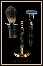 Gold Gillette Razor, Brush & Stand in SMA Black,Gold,Silver Swirl  v4(F+).jpg
