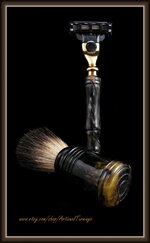 Gold Gillette Razor, Brush & Stand in SMA Black,Gold,Silver Swirl  v7(F+).jpg