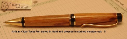 IMGP2096 Etsy Handmade Artisan Cigar Pen Gold stained mystery oak.jpg