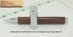 IMGP4391 Etsy handmade zen rollerbal pen magnetic cap chrome purple heart 800.jpg