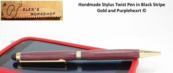IMGP4674 GlensWorkshop Etsy Handmade Stylus pen Black Stripe Gold Purpleheart 800.jpg