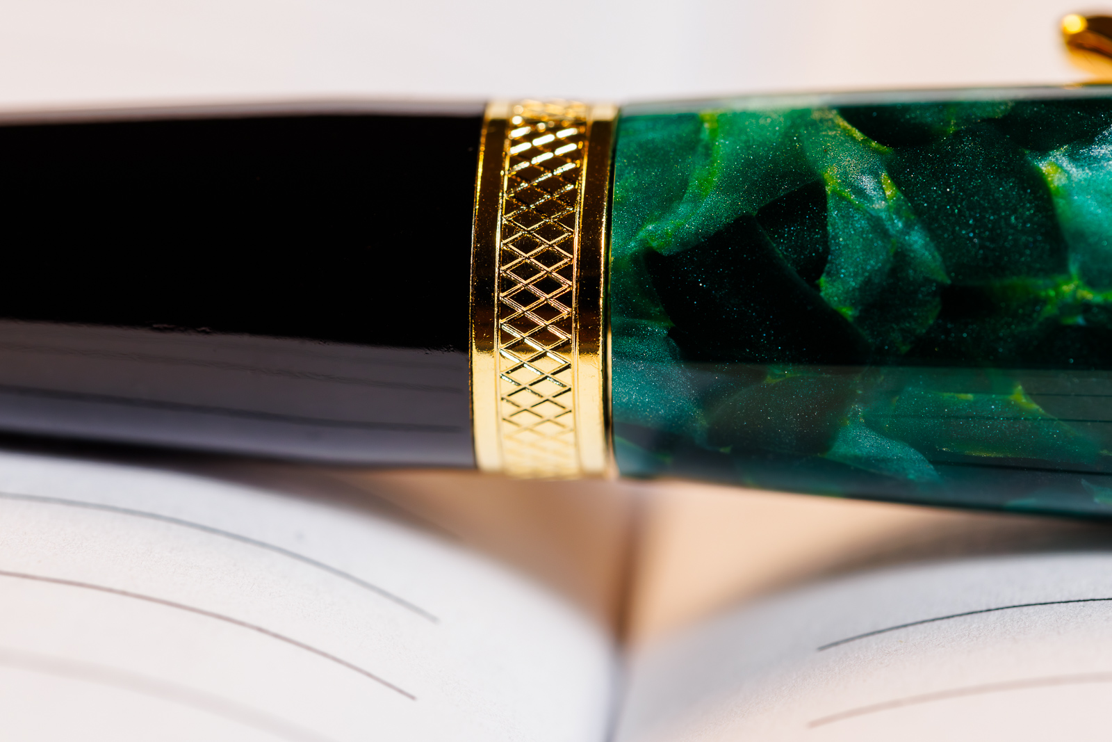Desk Pen, Gold and Black, Forest Green Crush, Twist Ballpoint - 5 - 20240301.jpg