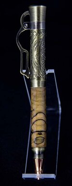 American Pride Lever Action Pen Spalted Pecan  Antique Brass Handmade.jpg