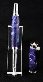 Jr. Gent Rollerball Ink Pen Platinum and Stabilized Box Elder Dyed Blue.jpg