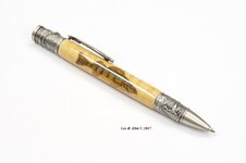 8 A- Antique Pewter Yellow Perch on Curly Maple.jpg