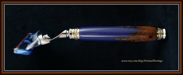 Deep Blue & Cherry Burl Razor (F4+).jpg