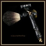 Gold Gillette Razor, Brush & Stand in SMA Black,Gold,Silver Swirl  v5(F+).jpg