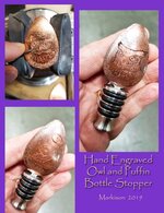 HandEngravedOwlandPuffinBottleStopper,markison2019.jpg
