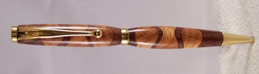 Slimline Pen - Black Walnut with Oak Inlays with 24k Gold TN 90deg.jpg