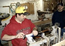 Earnie making a handle for a seam ripper.jpg