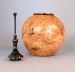 Big Leaf Maple Burl Hollow form Blackwood finial 1-4.jpg