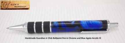 IMGP4824 GlensWorkshop Etsy Handmade Guardian Jr Click Ballpoint Pen Chrome Blue Agate Acrylic 8.jpg