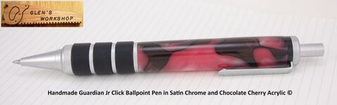 IMGP4834 GlensWorkshop Etsy Handmade Guardian Jr Click Ballpoint Pen Satin Chrome Chocolate Cher.jpg