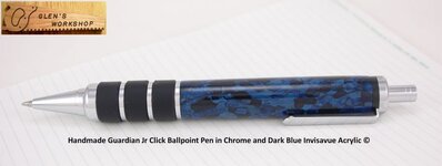 IMGP4829 GlensWorkshop Etsy Handmade Guardian Jr Click Ballpoint Pen Chrome Dark Blue Invisavue .jpg