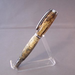 Black titanium Jr Gent fountain pen with Buckeye Burl