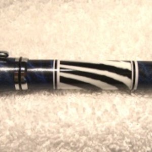 Zebra and Blue Maple Burl Baron Pen