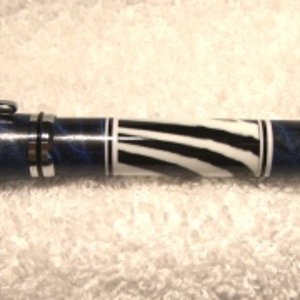 Zebra and Blue Maple Burl Baron Pen
