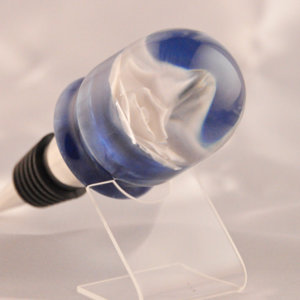Blue Pearl and White Rose Bottle Stopper