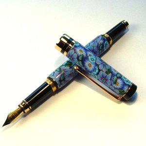 Blue Floral~Polymer Clay