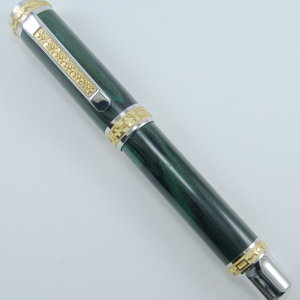 Marbled Green Ebonite on a 22k & Rhodium Emperor