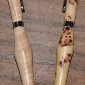 Slimline figured Blond Eucalyptus and English Elm burl sap.