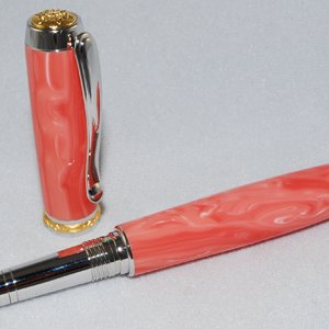 Closed End Tru-Stone Asian Coral Fountain Pen