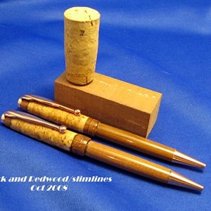 Wine Bottle Cork and Redwood Wine Barrel