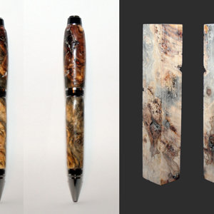 Stabilized California Buckeye Burl Natural Black Titanium Premium Cigar Twist Pen