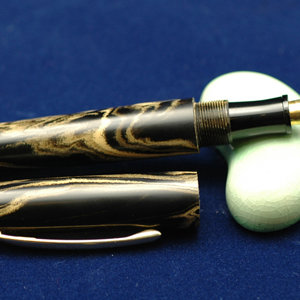 Black & Gold Ebonite Fountain Pen