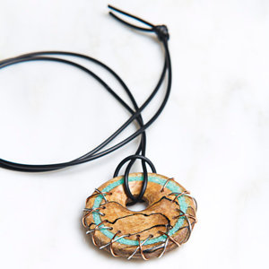 Pendant,   Maple with Turquoise