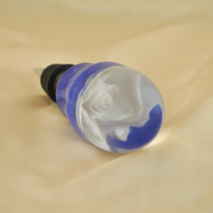 Rose Bottle Stopper in Blue and White