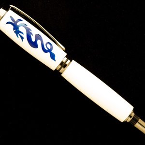 Blue Dragon on Black Titanium Navigator Rollerball