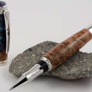 102: Hybrid burl cap/resin Gentlemen's rollerball