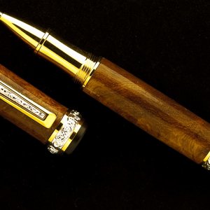 Amboyna Burl on Cambridge Rollerball Pen