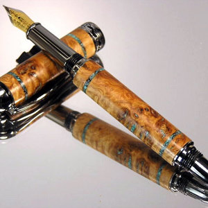 English Oak Burl with Crushed Sleeping Beauty Inlay!