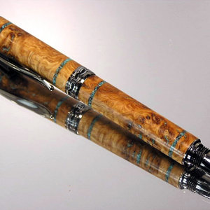 English Oak Burl with Crushed Sleeping Beauty Inlay!