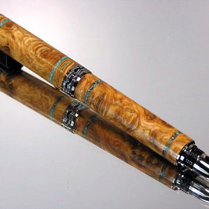 English Oak Burl with Crushed Sleeping Beauty Inlay!