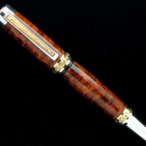 Amboyna Burl on Silver Cambridge Fountain Pen