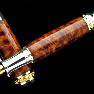 Amboyna Burl on Silver Cambridge Fountain Pen