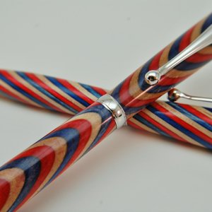 Red White and Blue pen and pencil set with Rhodium trim