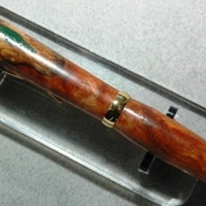 70/30 Amboyna Burl with Emerald Inlay