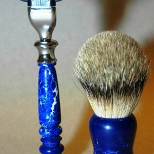 Razor 22mm Silver Tip Badger Brush - Sodalite Trustone