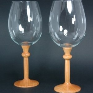 Pair Red Wine Glasses - Osage Orange Wood