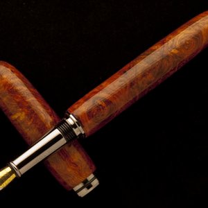 Double Closed Ended Amboyna Burl Navigator Fountain Pen