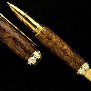 Honduran Rosewood Burl on Cambridge TG/SS Rollerball