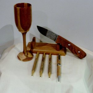 several pens, goblet and knife made in a day
