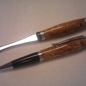 Black Ash Burl Sierra Pen & Letter Opener Set