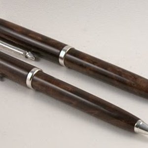 2 walnut and Sterling silver pens