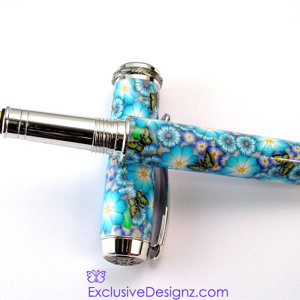 Blue Daisy Polymer Clay pen