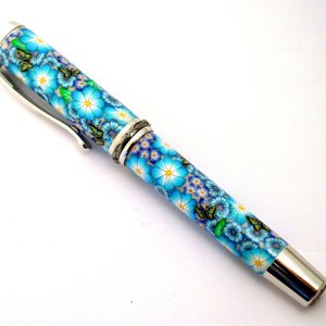 Blue Daisy Polymer Clay Pen